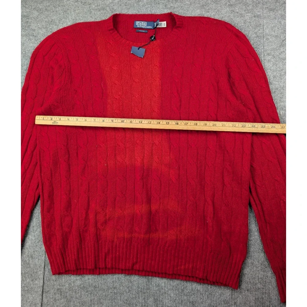 Polo Ralph Lauren Iconic Cable Knit Cashmere Sweater Men XXL Red Timeless Staple